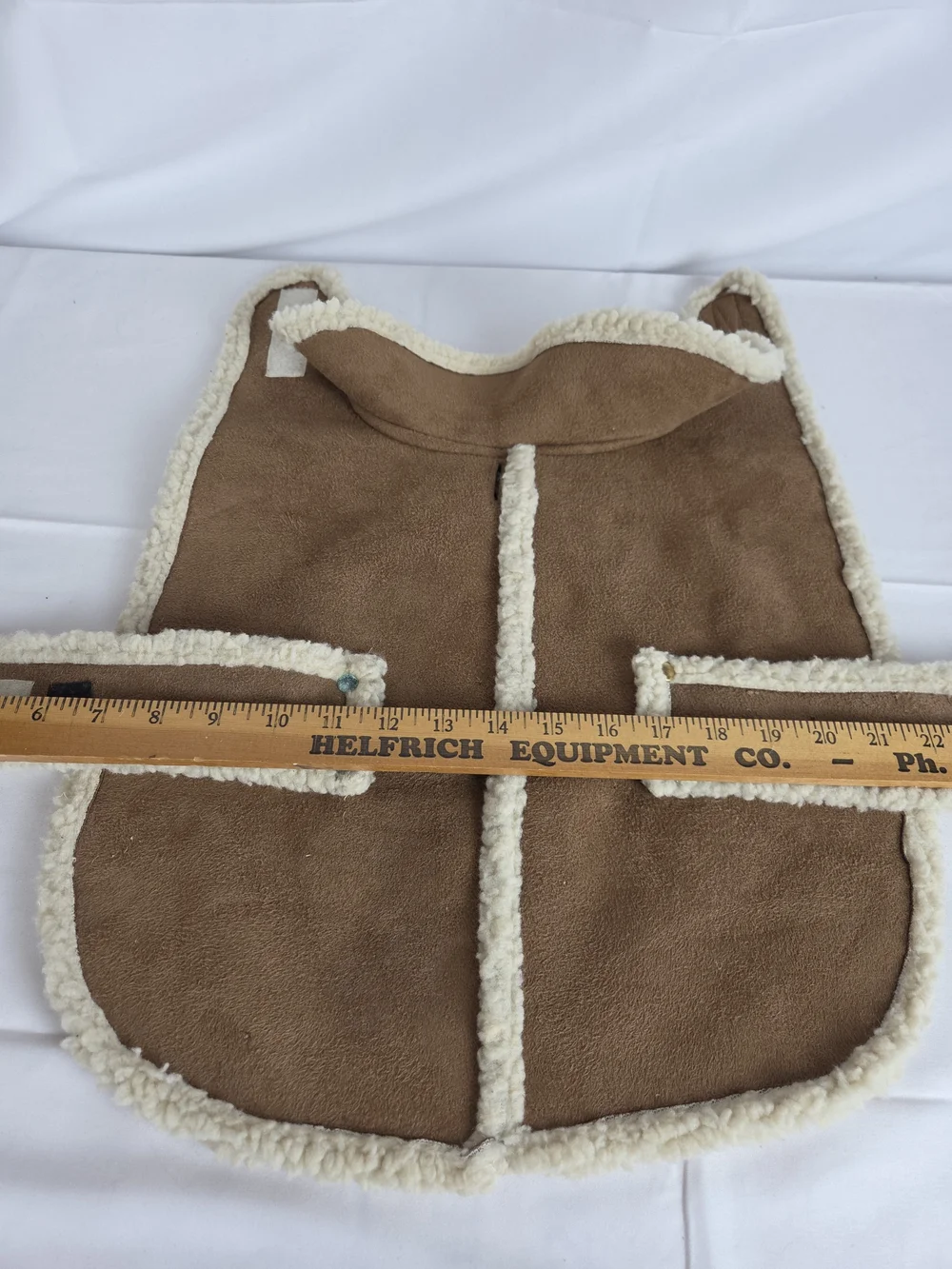 Dog Jacket Medium Brown Sherpa-Trim Dog Coat with Cream Faux-Shearling